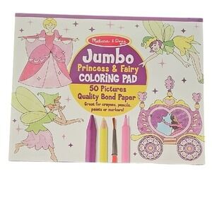 Melissa & Doug Jumbo Princess Fairy Coloring Pad 50 Pictures New